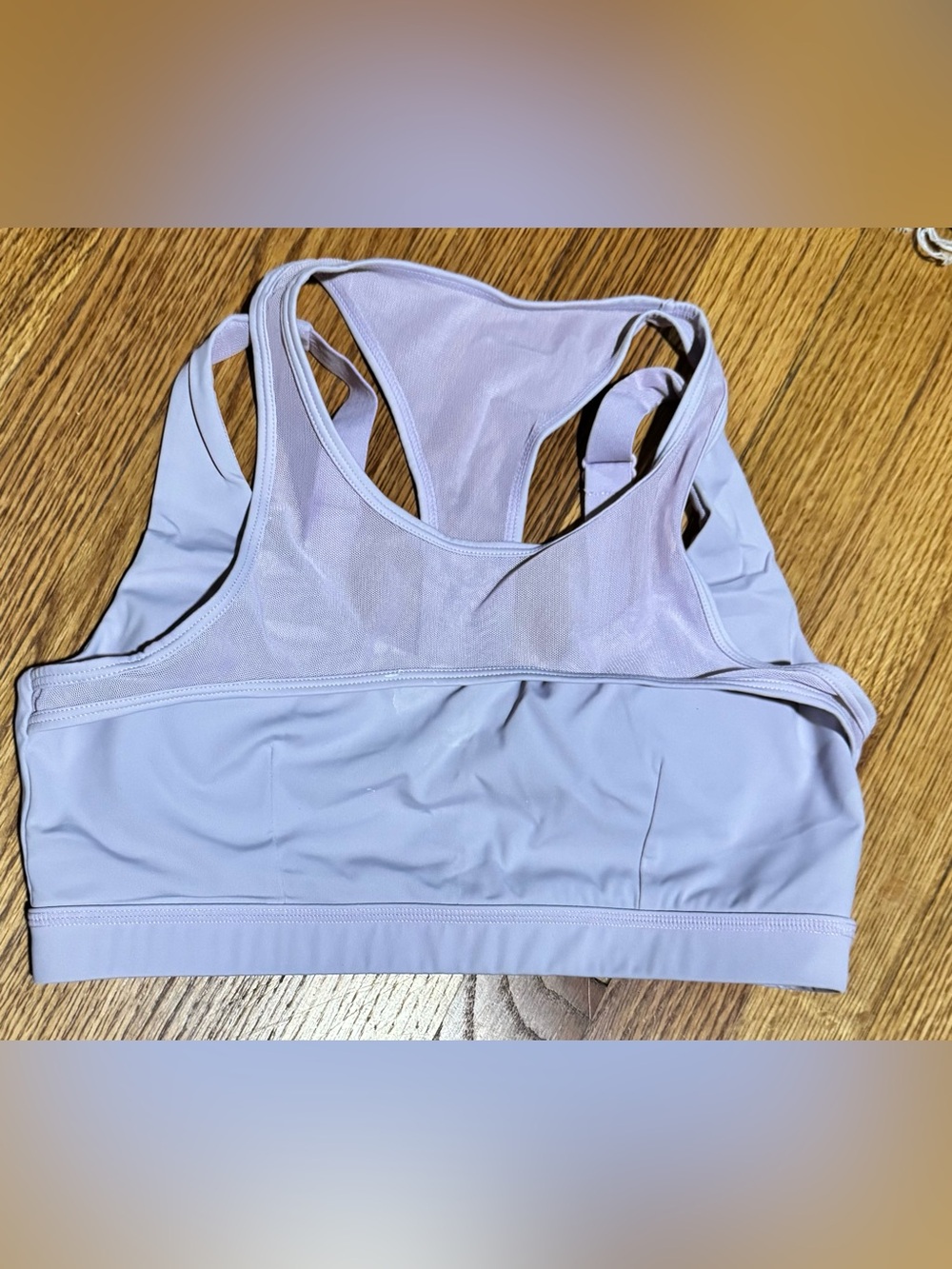 Mono B Light Lavender Racerback Sports Bra with Mesh Back